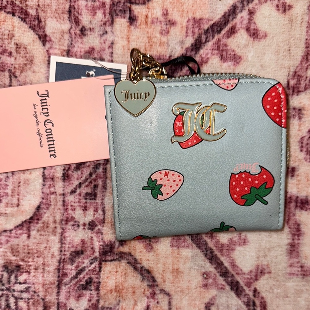 Juicy Couture Blue Wallet with Strawberry Design